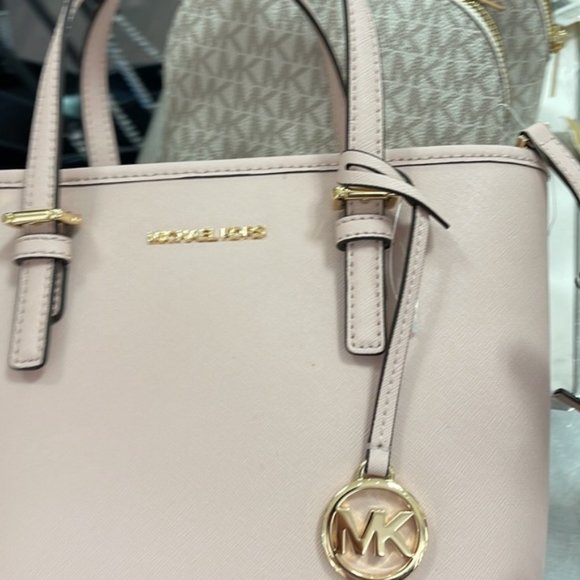 Michael Kors Jet Set Travel XS Saffiano Leather Top-Zip Tote Bag Powder Blush - Picture 5 of 16